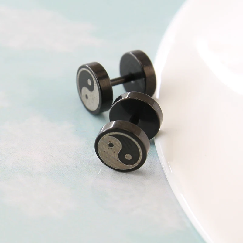 Серьги Yin yang из нержавеющей стали для мужчин и женщин Ювелирное Украшение с