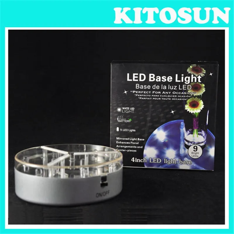 Kitosun Factory Direct Sale!!! 10pcs/Lot With On/Off Switch White LED 4inch Under Vase Light Centerpiece Decoration Light