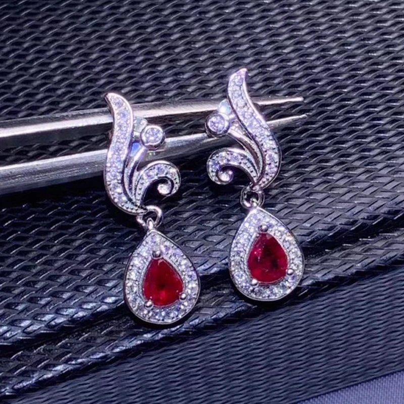 Ювелирные изделия colife натуральный рубиновые серьги для вечерние 4*6 мм Груша
