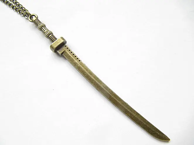 2 шт. оптовая продажа ~ Бронзовый меч Цепочки и ожерелья катана самурая ниндзя