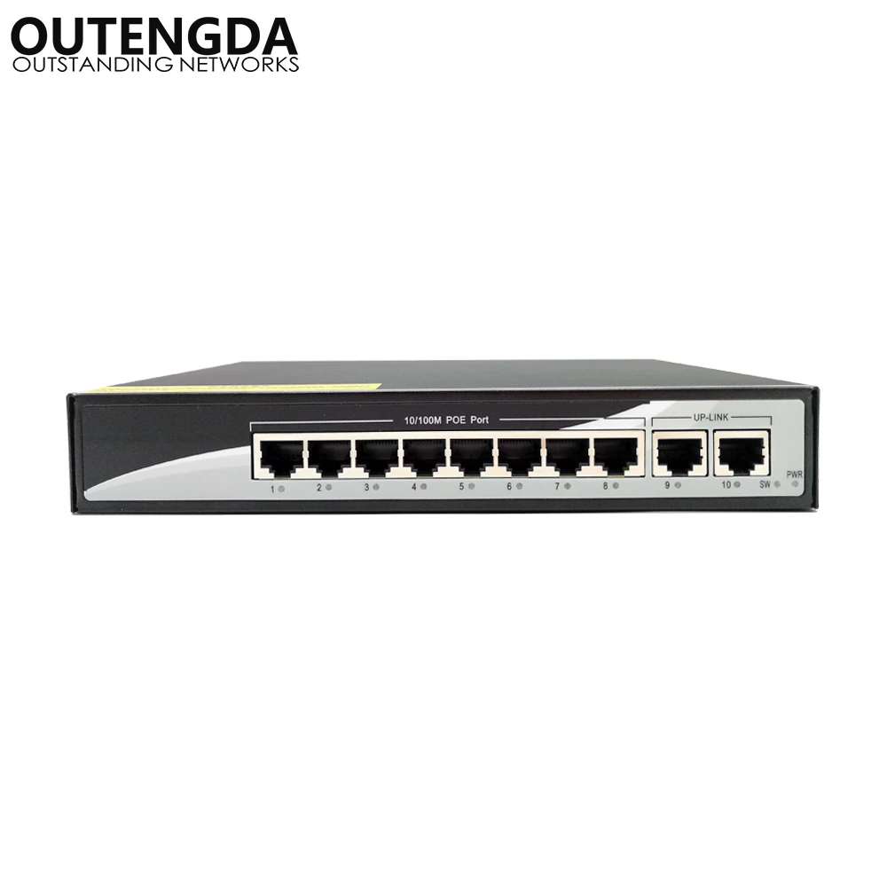8 + 2 100 Мбит/с PoE коммутатор питания Ethernet порт Uplink 0 Гбит/с по IEEE 802.3af на 150 Вт для