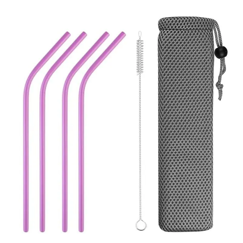 Pink3 4pcs 4 шт многоразовые трубочкой Высокое качество 304 Нержавеющая сталь металла, соломы с Cleaner кисть для кружки 20/30 унций - Цвет: Pink3 4pcs