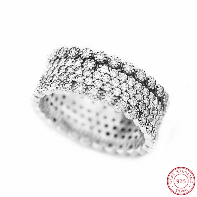 Weaved красивая текстура серебра 925 г. шикарные сверкающие кольца нежные кластеры проложить сияющий гобелен CZ женские ювелирные изделия FLR143