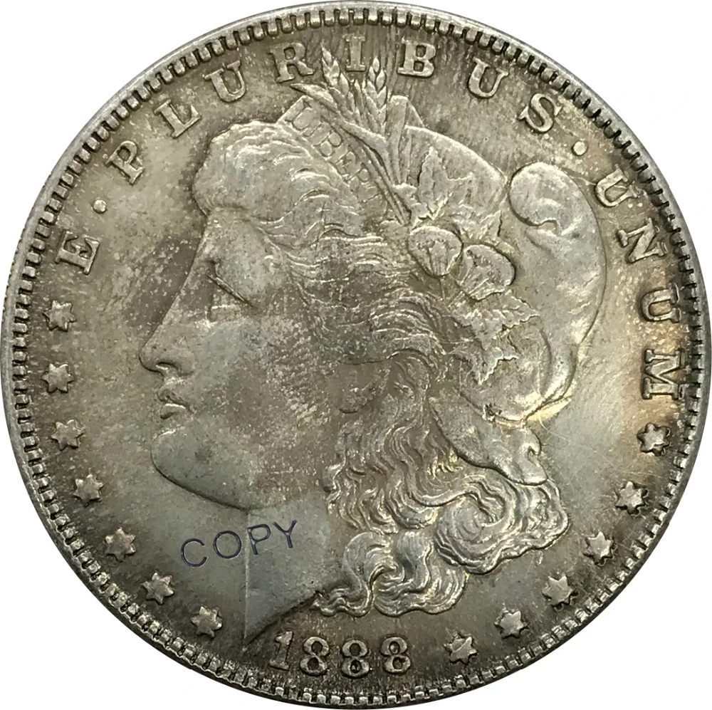 

O 1888 United States Morgan 1 One Dollar Cupronickel Plated Silver collectibles Copy Coin