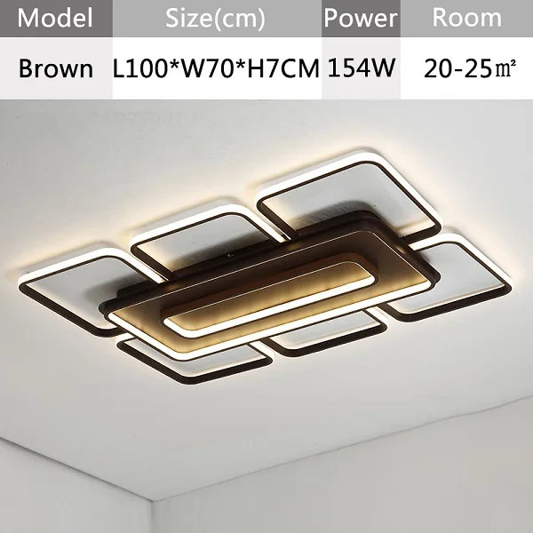 Brown L100xW70CM Коричневые/белые современные светодиодные потолочные лампы, светодиодный светильник для спальни, гостиной, потолочный светильник, светильник для дома, светодиодный светильник - Цвет корпуса: Brown L100xW70CM