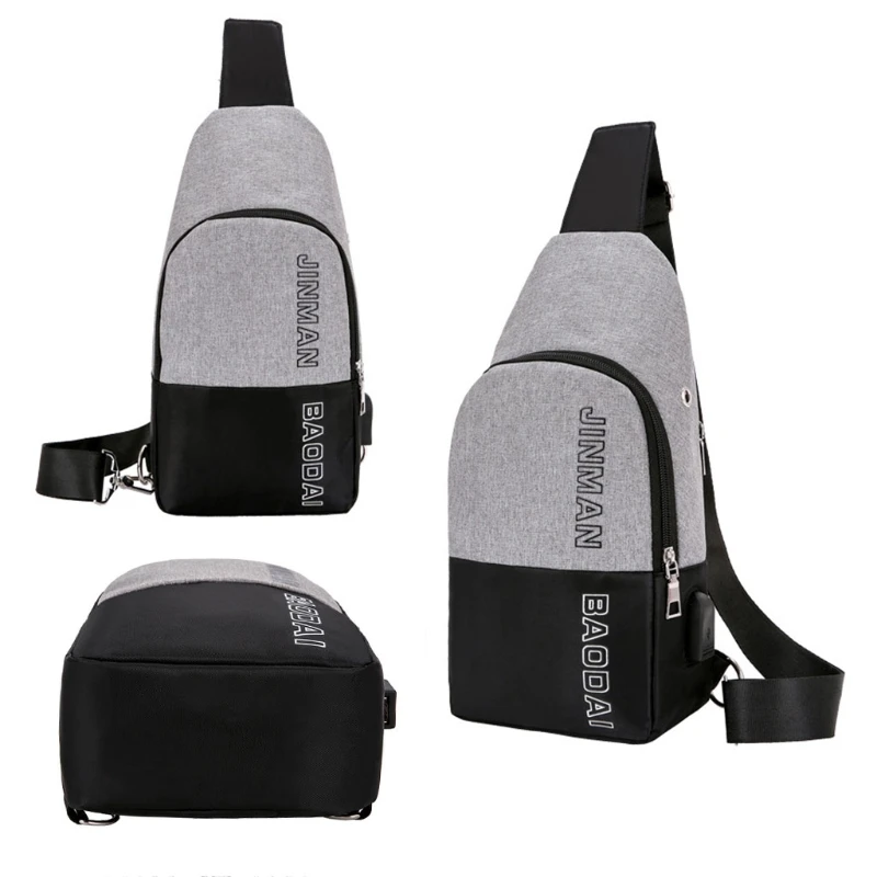 

Women Men Chest Sling Bag Crossbody Shoulder Bags With USB Charging Port Headset Hole Fashion