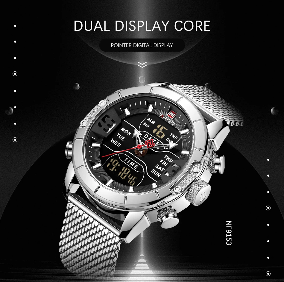 NAVIFORCE, люксовый бренд, мужские спортивные часы, мужские кварцевые, светодиодный, цифровые часы, мужские, полностью стальные, военные наручные часы, Relogio Masculino