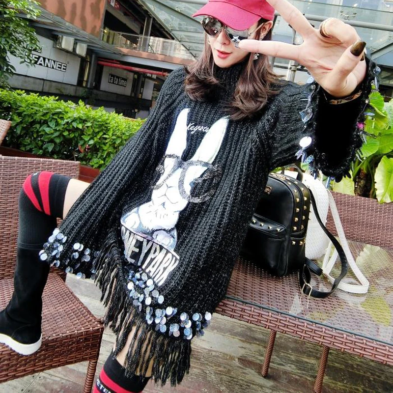 2019 winter new Thai tide brand women's cartoon sequins rabbit tassels set loose long sweater women | Женская одежда