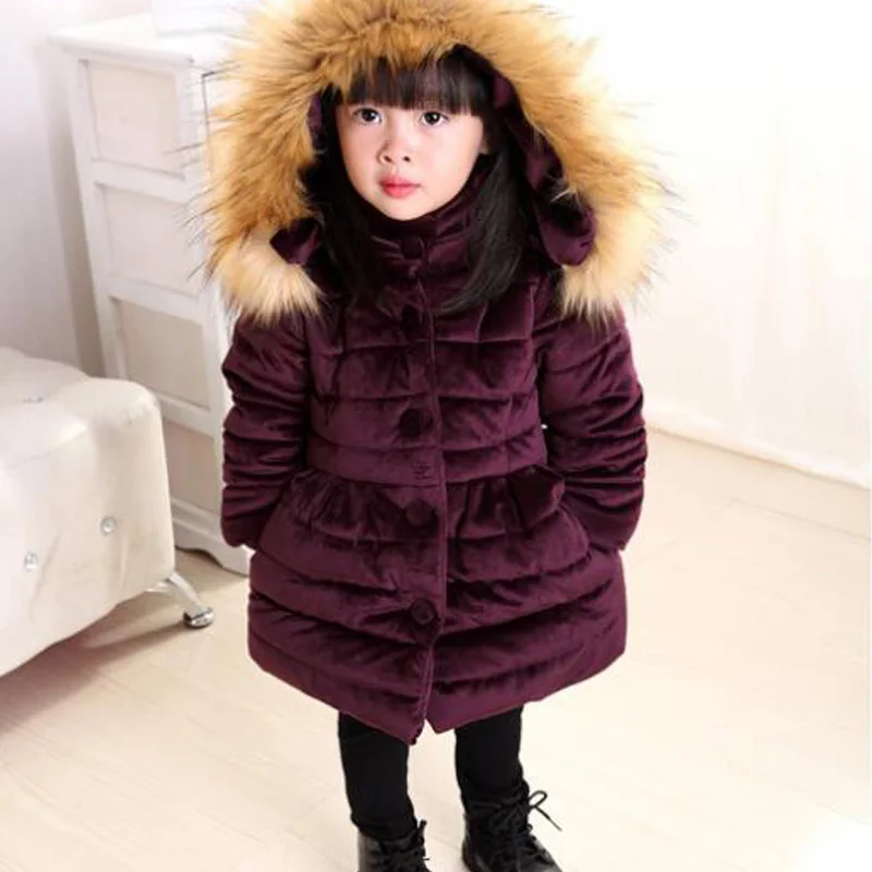 purple hooded Halilo/зимнее пальто для девочек, теплые детские зимние куртки, детская одежда, парка для девочек, пальто для маленьких девочек, Рождественская верхняя одежда, одежда - Цвет: purple hooded