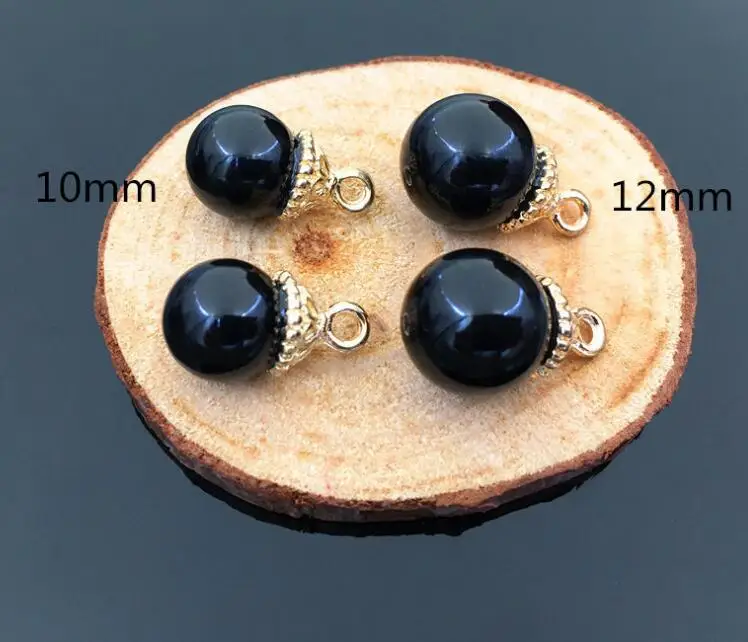 10 шт. милые черные жемчужные кулоны пуговицы цвета слоновой кости украшения для