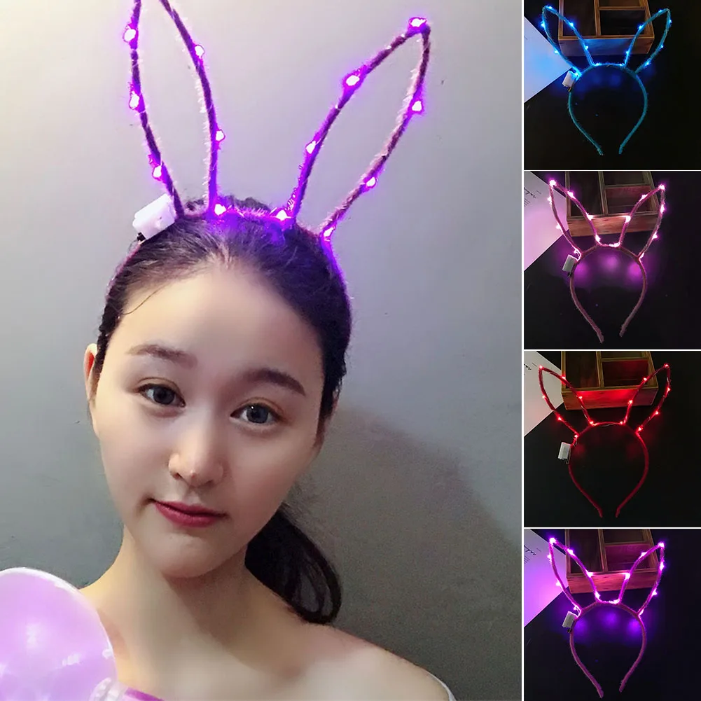 Gift Flashing Party Glowing Supplies Band Rabbit Ears Hoop Women LED Effect Festival Lovely Hair Accessories Cute | Дом и сад