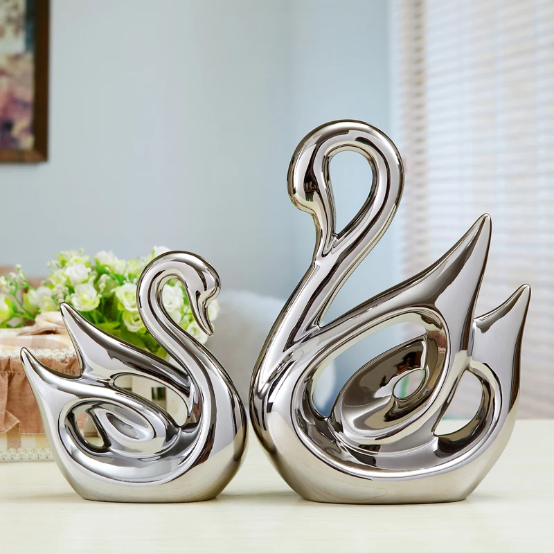 two-piece sliver Простые современные керамические статуэтки, украшение для гостиной, украшение для дома, украшение для офиса, аксессуары для кофе, свадебный подарок G - Цвет: two-piece sliver