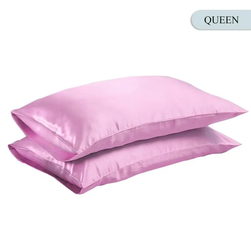 UK Queen Pink Queen/KING Шелковый атласный чехол для подушки, постельные принадлежности, чехол для подушки, гладкий домашний белый, черный, серый, хаки, небесно-голубой, розовый, серебристый - Цвет: UK Queen Pink