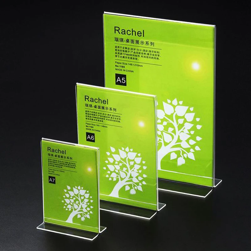 Акриловые настольные держатели для вывесок Т-образная вставка прозрачные отелей