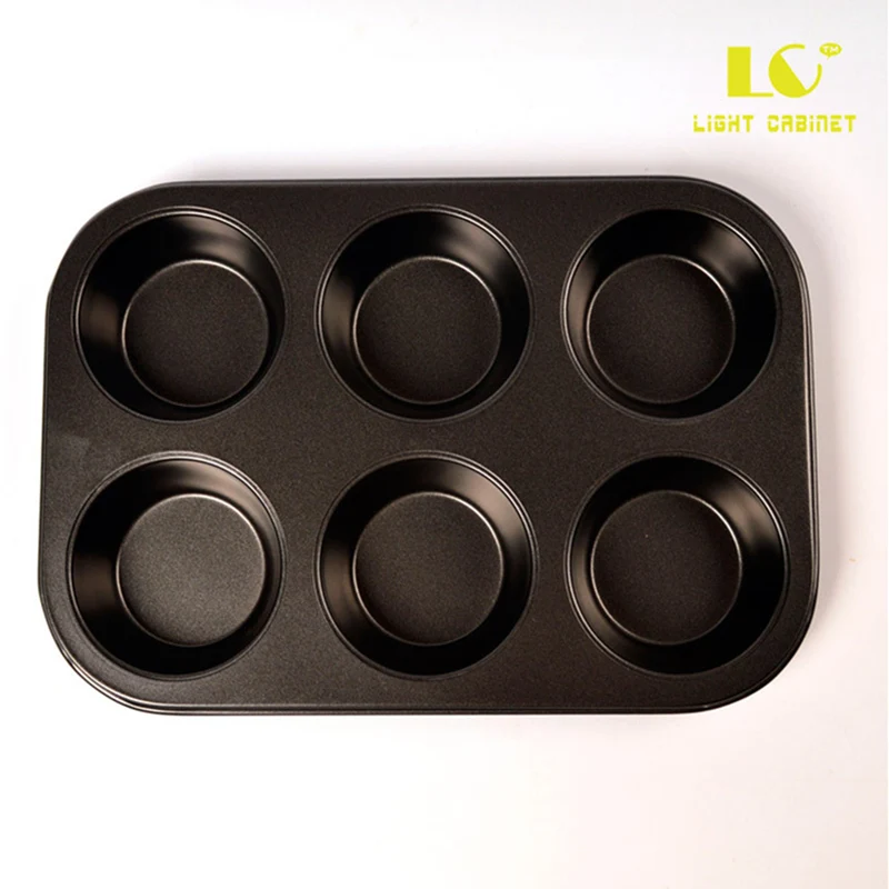 6 чашки антипригарным углерода Сталь противень для выпечки тортов поднос DIY Кухня