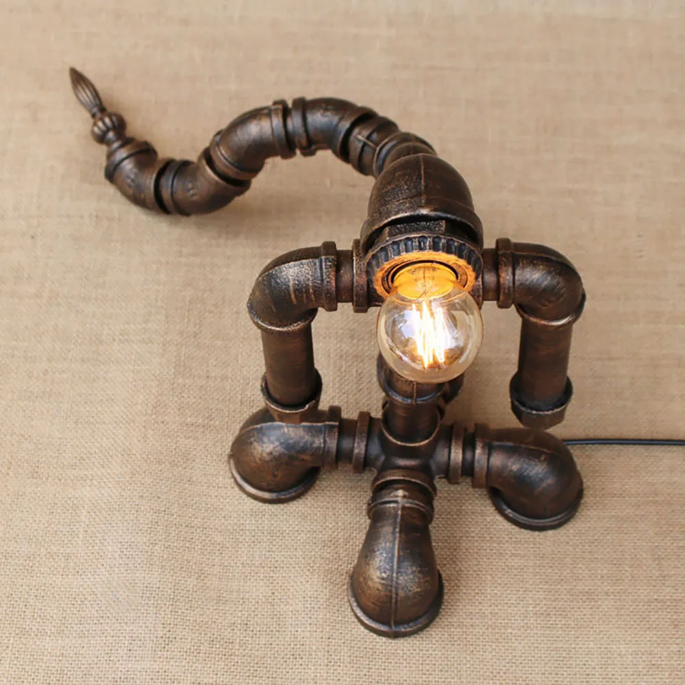 Современная черная мастерская арт деко робот настольная лампа e27 Блеск