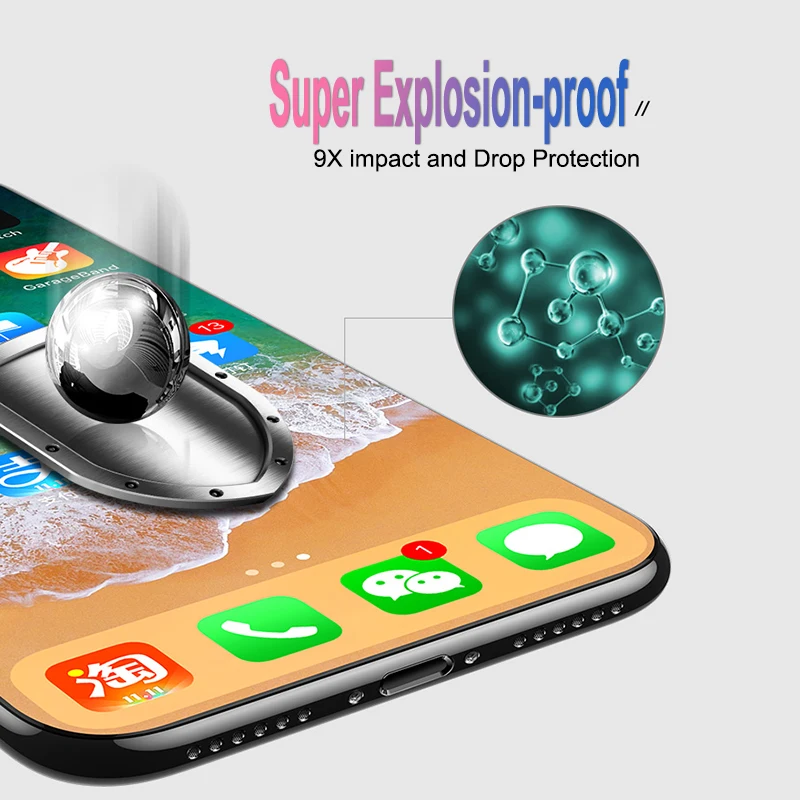 Akcoo 9D закаленное стекло без полей для iPhone 11 Pro max защитный чехол для экрана Защитная пленка для iPhone XR XS MAX стеклянная пленка