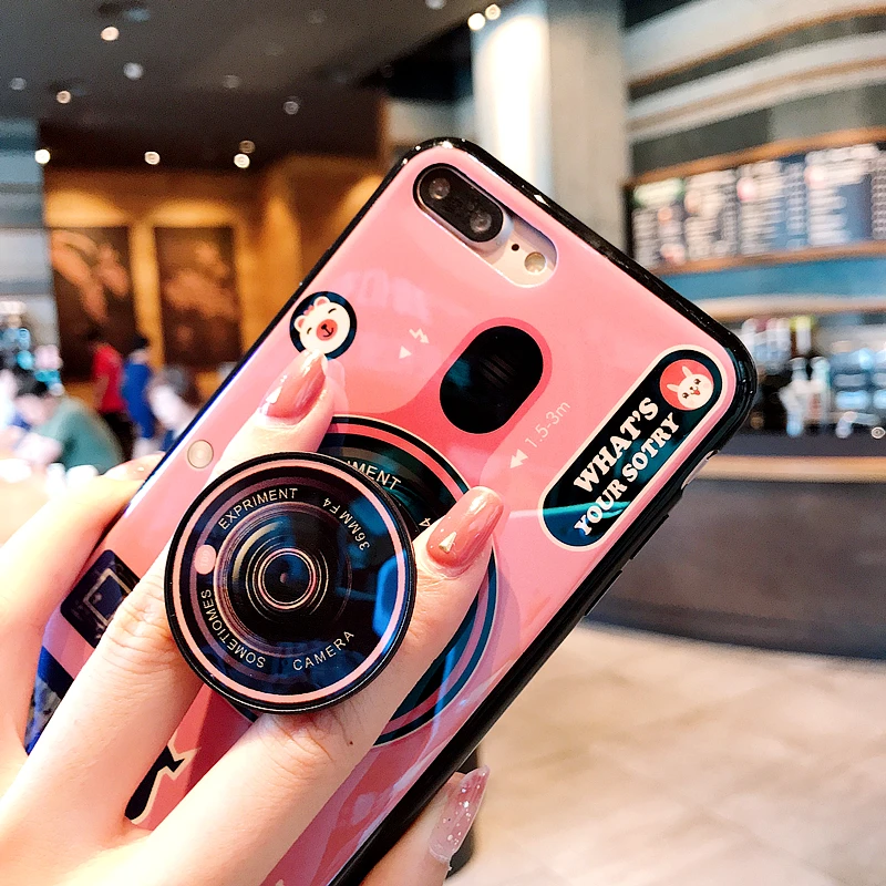 Чехол для samsung S9 Note 9 Blue Ray camera с узором Popsocket Kickstand мягкий чехол из ТПУ телефона Galaxy