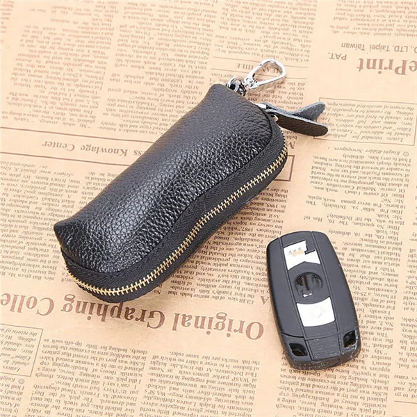 Black XZXBBAG, кошелек для ключей из натуральной кожи, унисекс, чехол для ключей, для мужчин, на молнии, для двери автомобиля, чехол для ключей, сумка, органайзер, Женский держатель для ключей, ключница - Цвет: Black