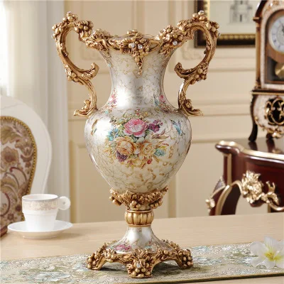 VASE without flower Роскошные предметы домашнего интерьера, украшения, европейский стиль гостиной, смолы, высокие уши, большие уши, большие вазы, цветочные вставки - Цвет: VASE without flower