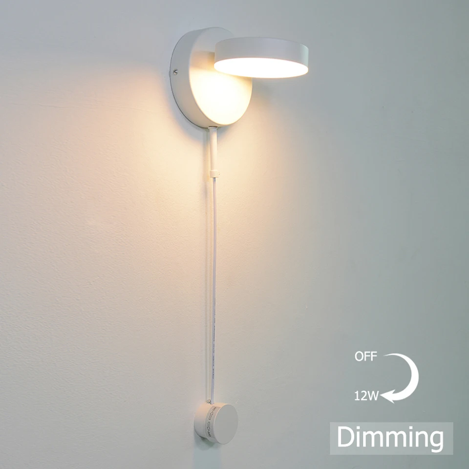 Светильник для прикроватной тумбы с подсветкой LED со встроенным регулятором яркости, модерн, освещение дома, регулируемая яркость 12 Вт, черный, для лестницы, спальни.