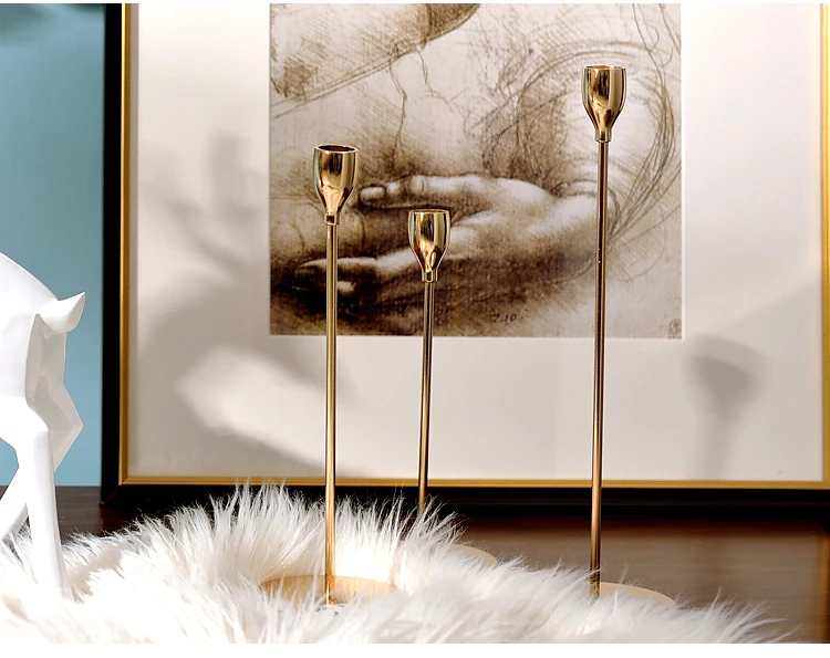 Блестящие золотистые металлические подсвечники вечерние Свадебные Центральные