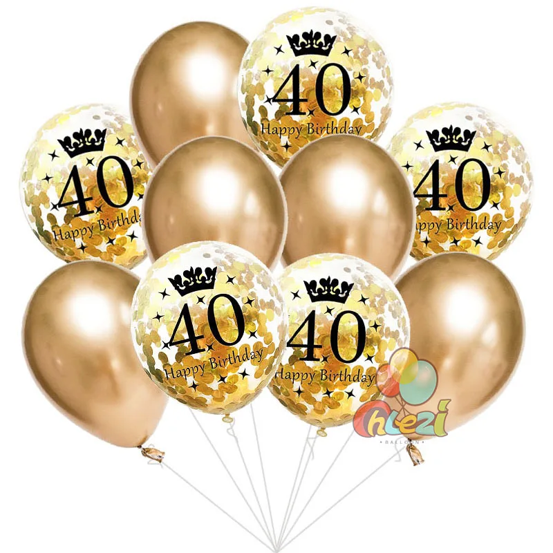10 шт. 18th 21st 30th 40th 50th 60th День рождения воздушный шар "Конфетти" цвет серебристый, золотой круглый, из латекса globos украшение на годовщину расходные материалы