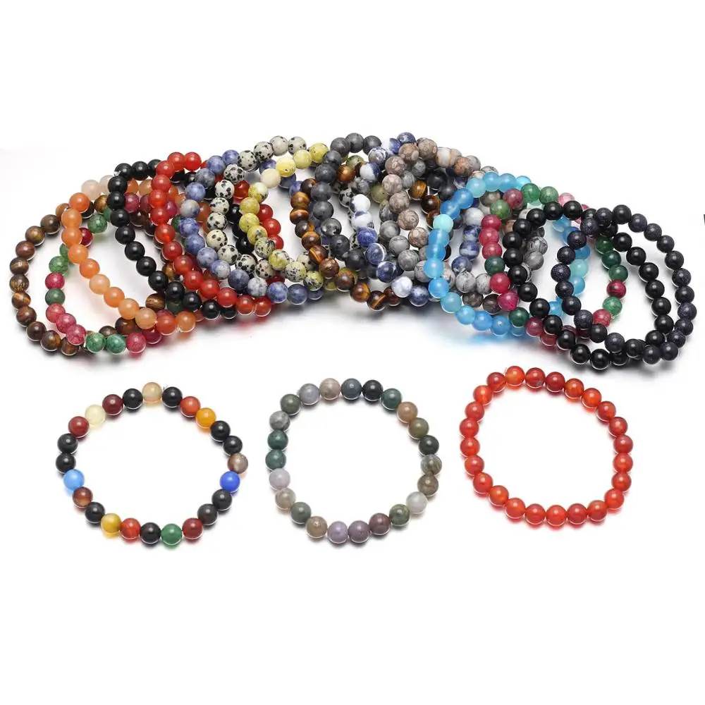 

Natural Stone Beads Malachite Bracelets Lucky Charm 8mm Dumb Black Grind Stone Bracelets for Men Women