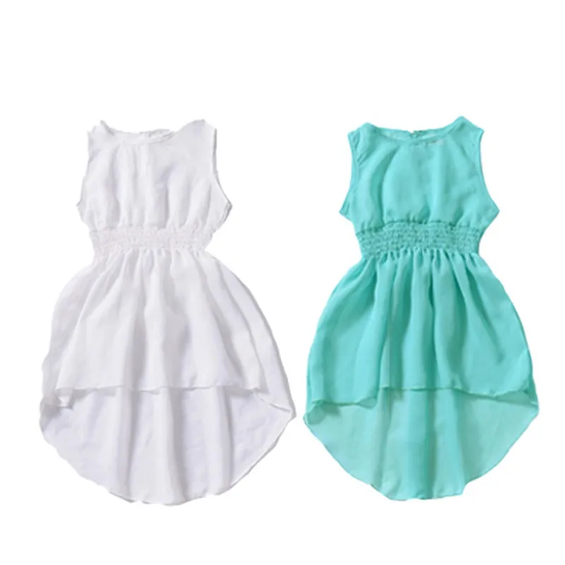 Baby Kid Girl Sleeveless Solid Color Beach Dress Summer Clothes for Children Big Swing Princess Dresses 1-5Y 2019 | Детская одежда и