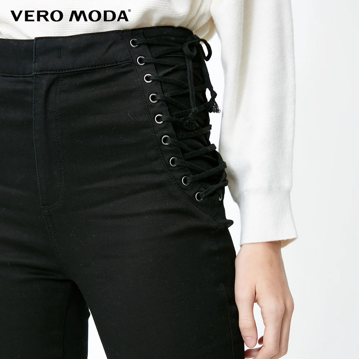 Vero Moda новые женские уличные стильные на шнуровке с высокой талией облегающие укороченные джинсы | 318349562
