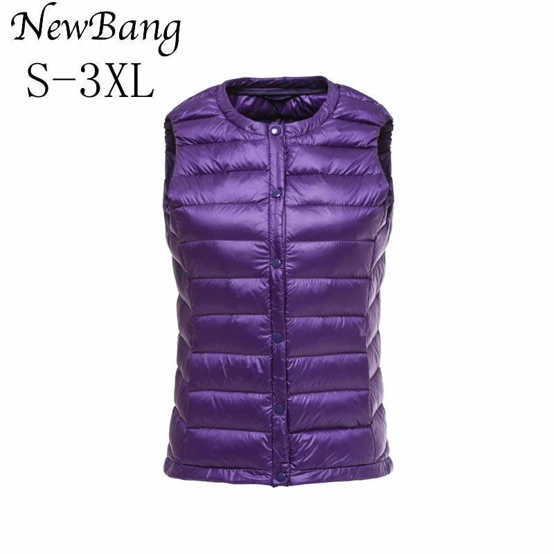Бренд NewBang, большой размер, 6XL, ультра-светильник, жилет для женщин, плюс утиный пух, без рукавов, Женский светильник, вес, водонепроницаемый, портативное пальто