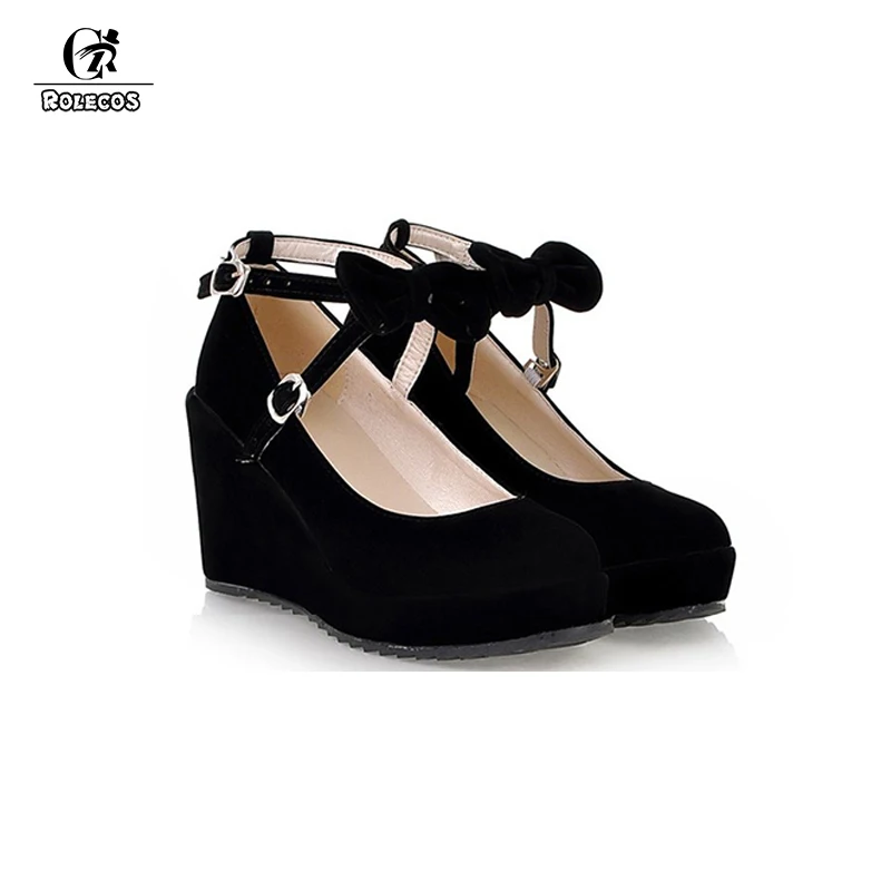 ROLECOS/туфли лодочки на высоком каблуке с бантом в стиле Лолиты женские туфли