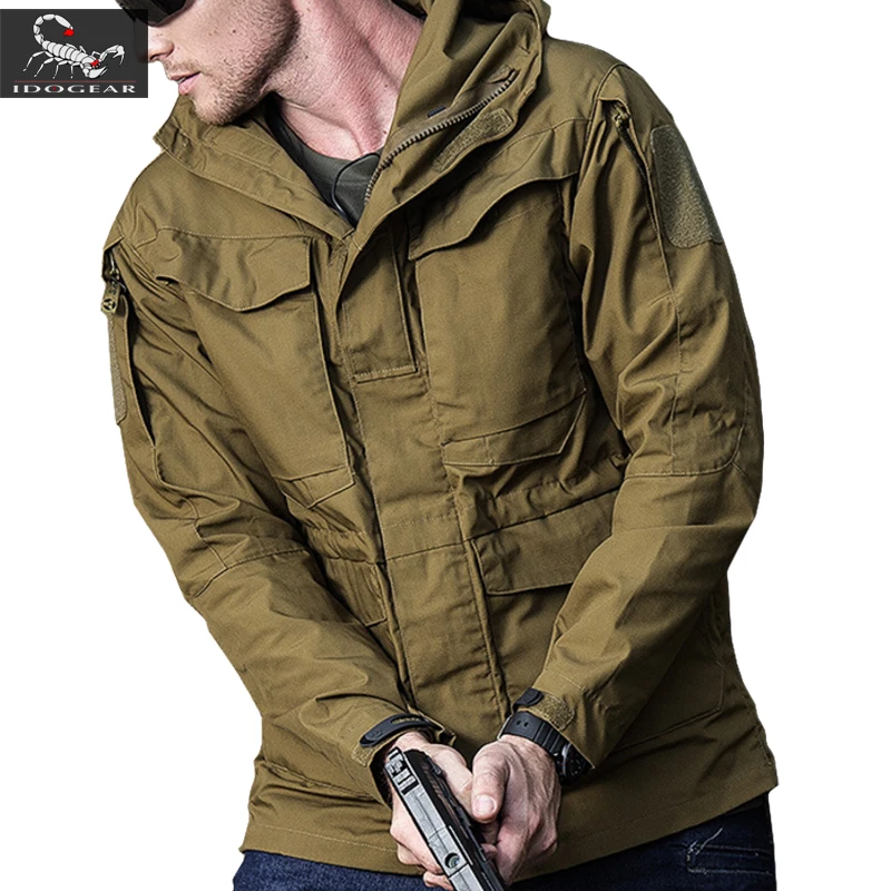 IDOGEAR M65 британская армейская одежда тактическая ветровка для мужчин зима осень водонепроницаемый летный пилот пальто куртка с капюшоном