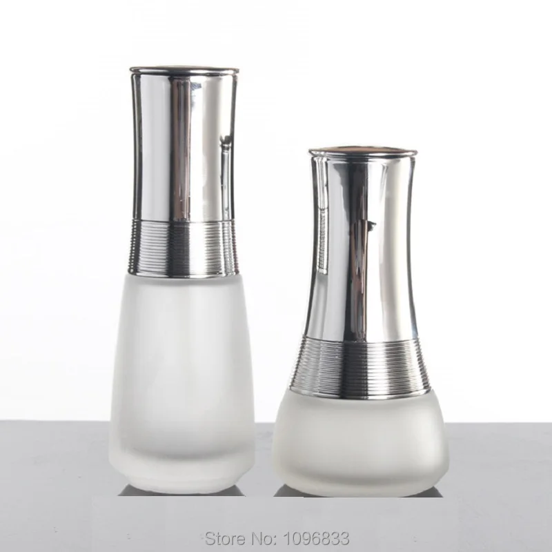 Empty Glass Jar 50G Cosmetic Container Frosted Lotion Pump Bottle 120ml 100ml 45ml 30ml Perfume Vials 8pcs/Lot | Красота и здоровье