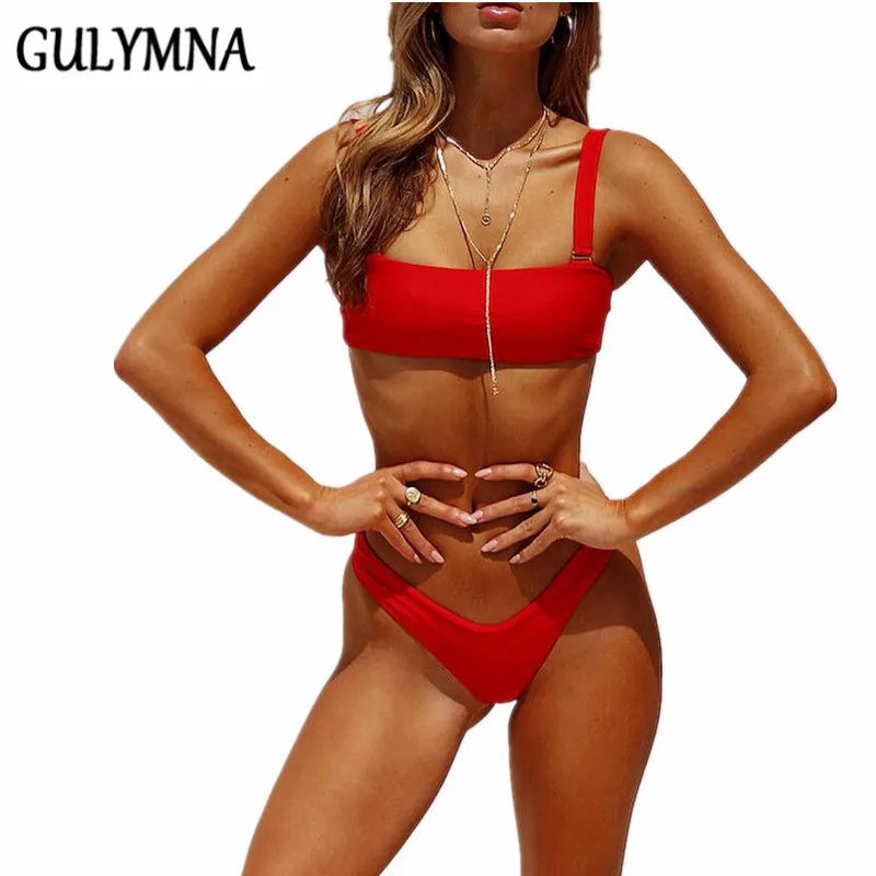 GULYMNA однотонное бикини 2018 купальник женский Mayo Biquini Maillot De Bain Femme пляжная одежда