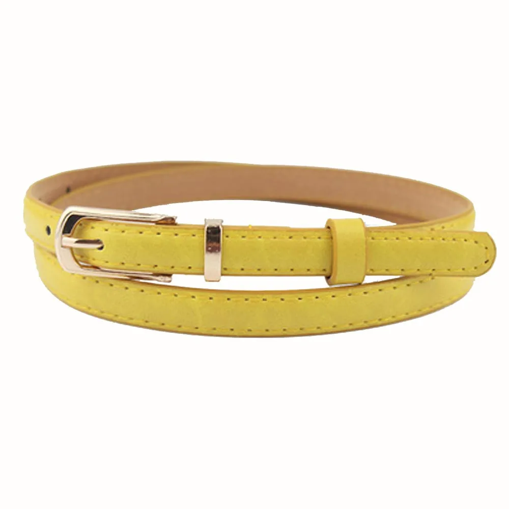 Элегантный ремень карамельного цвета с металлической пряжкой Тонкий