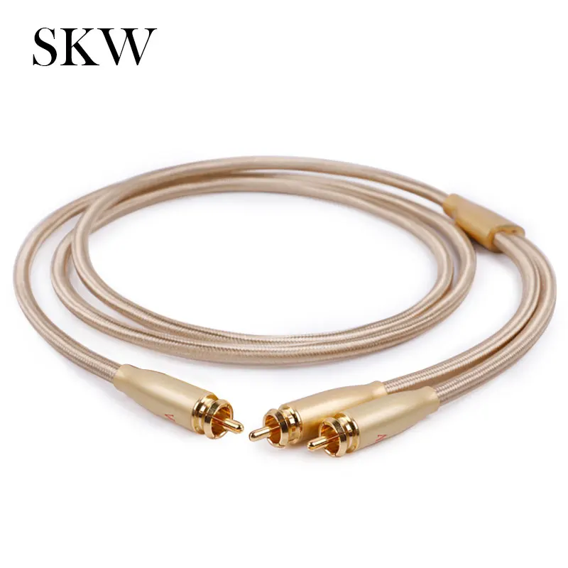 SKW аудио кабель 2RCA к 1RCA штекер 6N OCC с 24 K позолоченный 1 м 5 2 3 10 для CD автомобильный