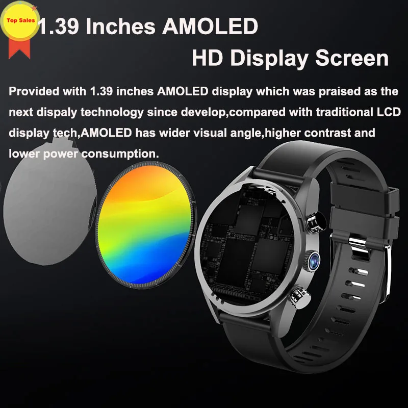 Android7 OS Смарт-часы с телефонным звонком 2019 HD 8MP камера 3G + 32G монитор сердечного