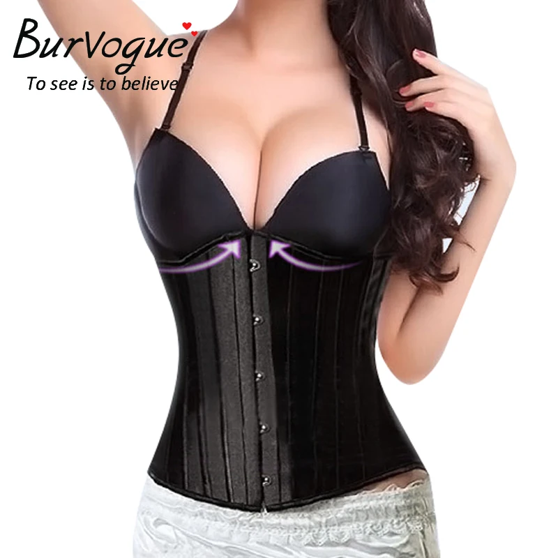Женский корсет Burvogue сексуальные Сатиновые Корсеты на талии со стальными
