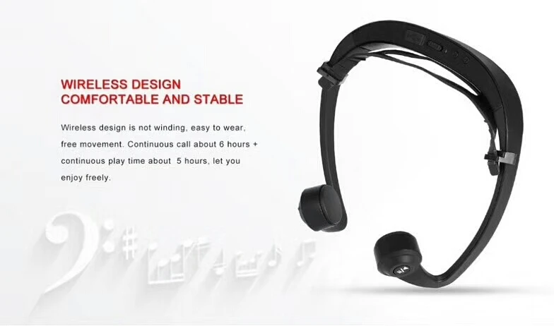 

2 colors white black V9 bone conduction Bluetooth headset stereo wireless headset for music running wearing skinny