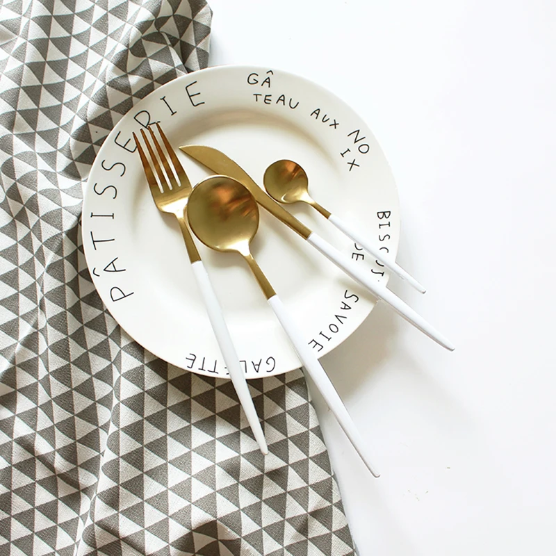 Горячая Распродажа 4 шт./компл. Европейский нож из белой и Золотой нержавеющей