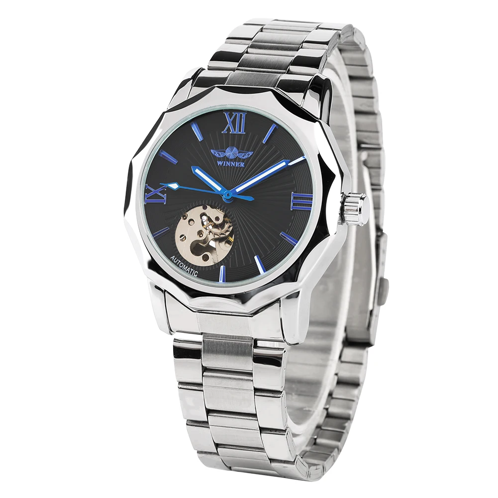 Мужские часы автоматические механические из нержавеющей стали чехол ремешок для