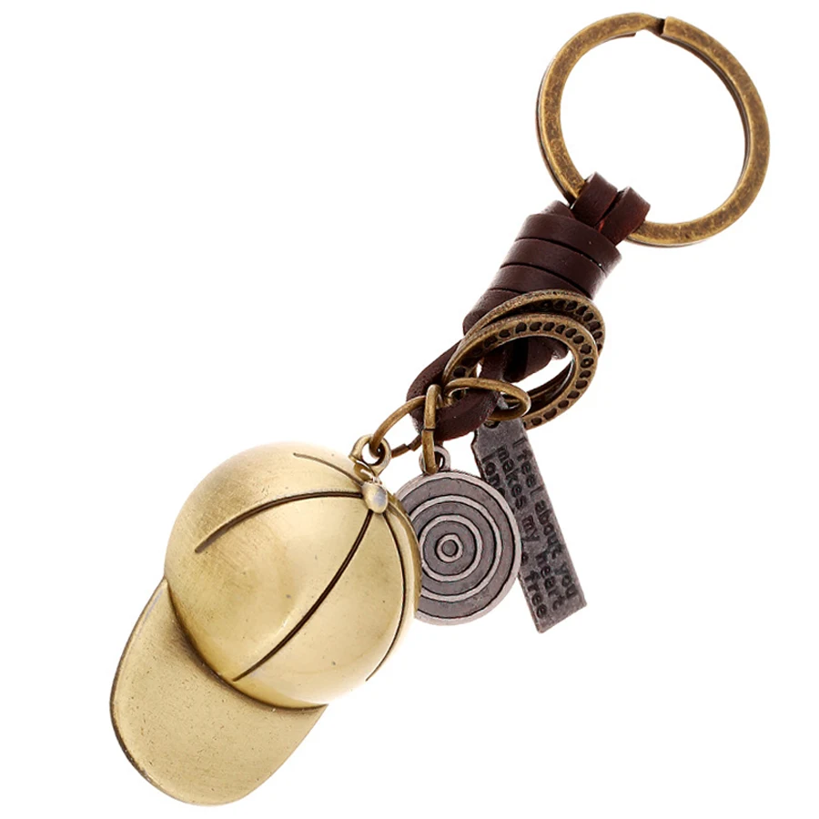 Панк винтажная бейсболка брелок из натуральной кожи кольцо держатель сумка