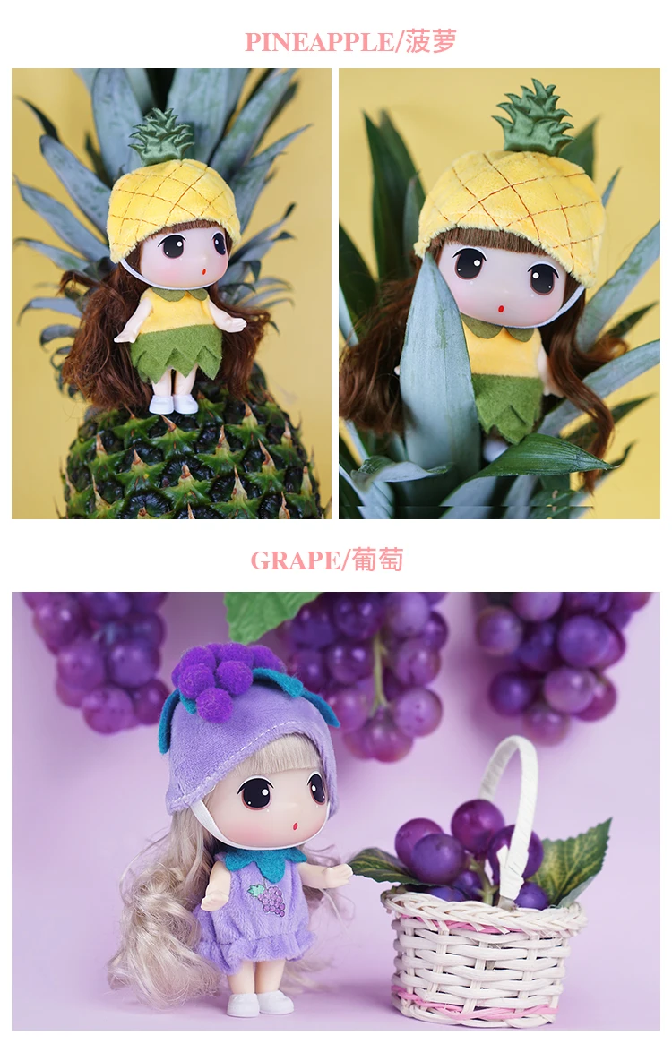Кукла Ddung 9 см, настоящие корейские костюмы фруктов, сменные куклы BJD мини, подарок на день рождения, ключ, подвеска, коллекция, украшение