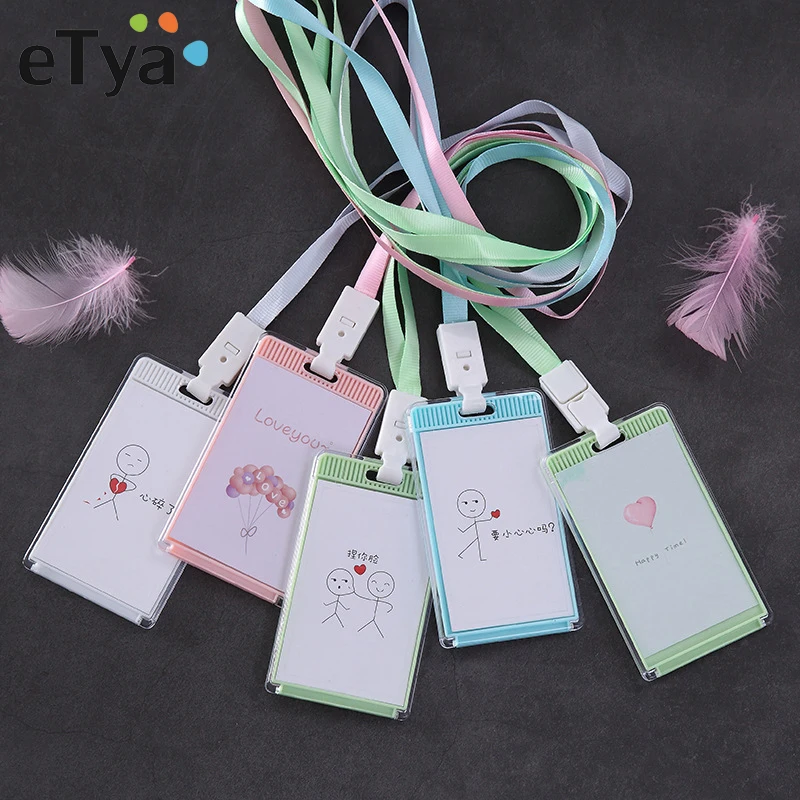 

eTya Cartoon Cute Women Credit Card Holder Bag Case Student Bus Card Holder Cover Business ID Badge Name Credit Card Cover