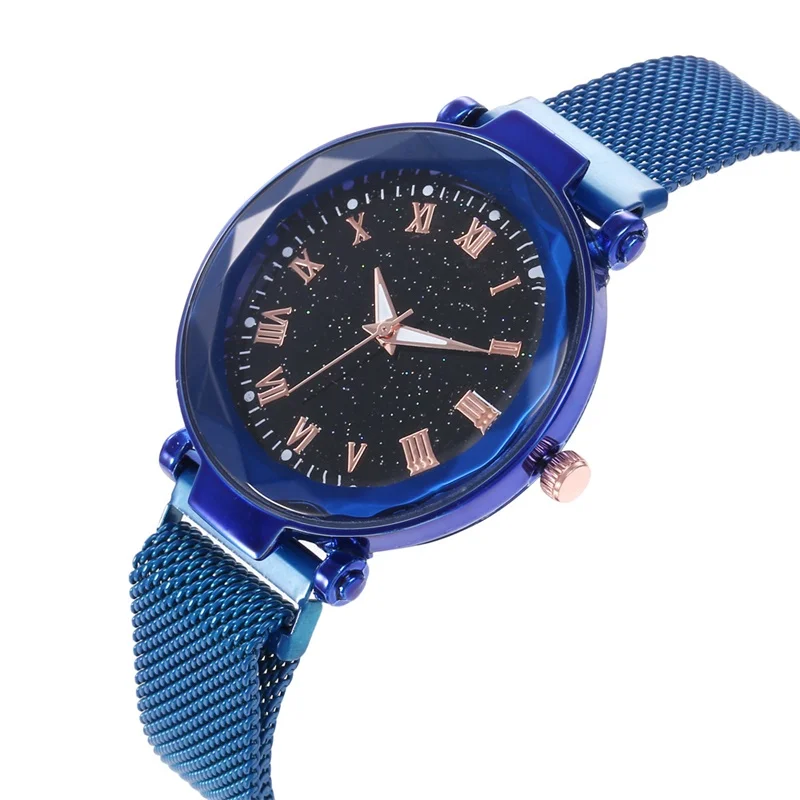 Роскошные женские часы магнитные звездное небо кварцевые модные римские цифры