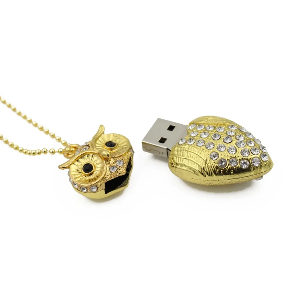 Алмазный кристалл usb флэш-накопитель 64 ГБ Алмазная Сова Подлинная Емкость ручка drive32гб для подарка ювелирные изделия U диск металлическая Флешка 16 ГБ 8 ГБ