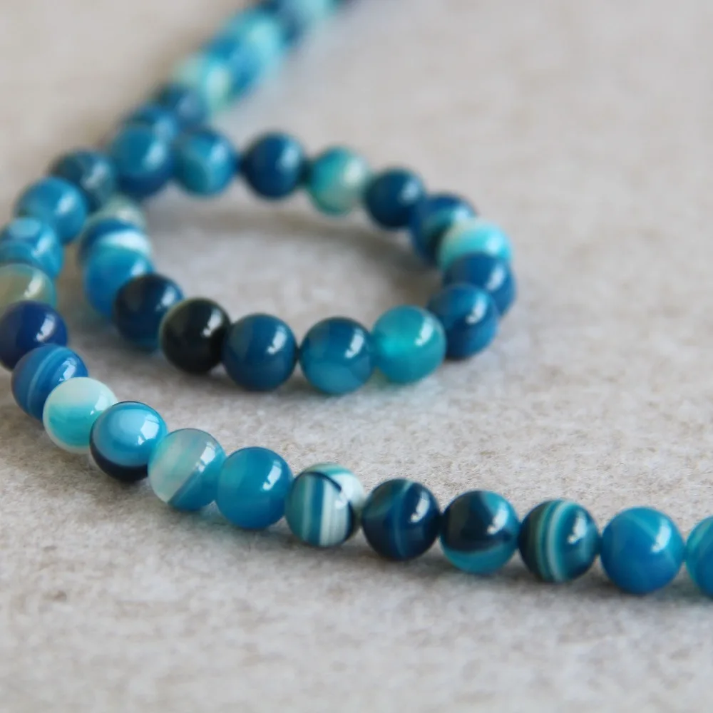 (Минимальный заказ 1) 8 мм модные новые синие Бусины Из Натурального оникса