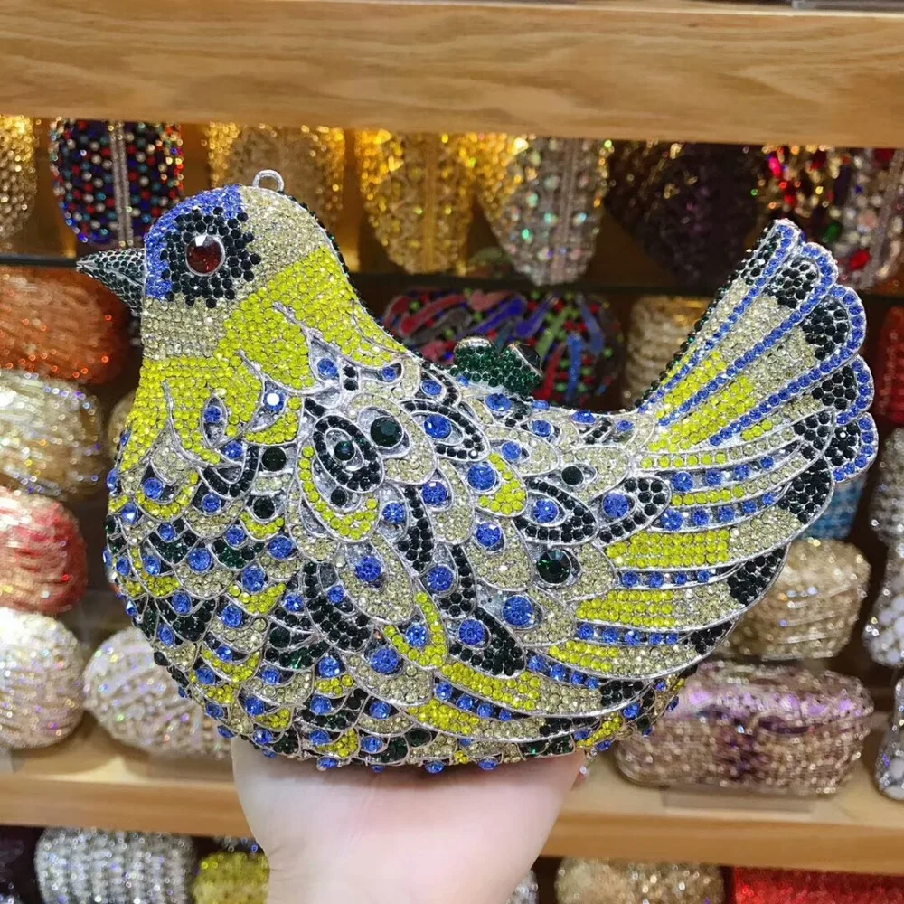 XIYUAN BRAND women bird shape party/prom/wedding/cocktail blue/gold/red evening bags Clutch purse Box Bag Hard Case shoulder bag | Багаж и