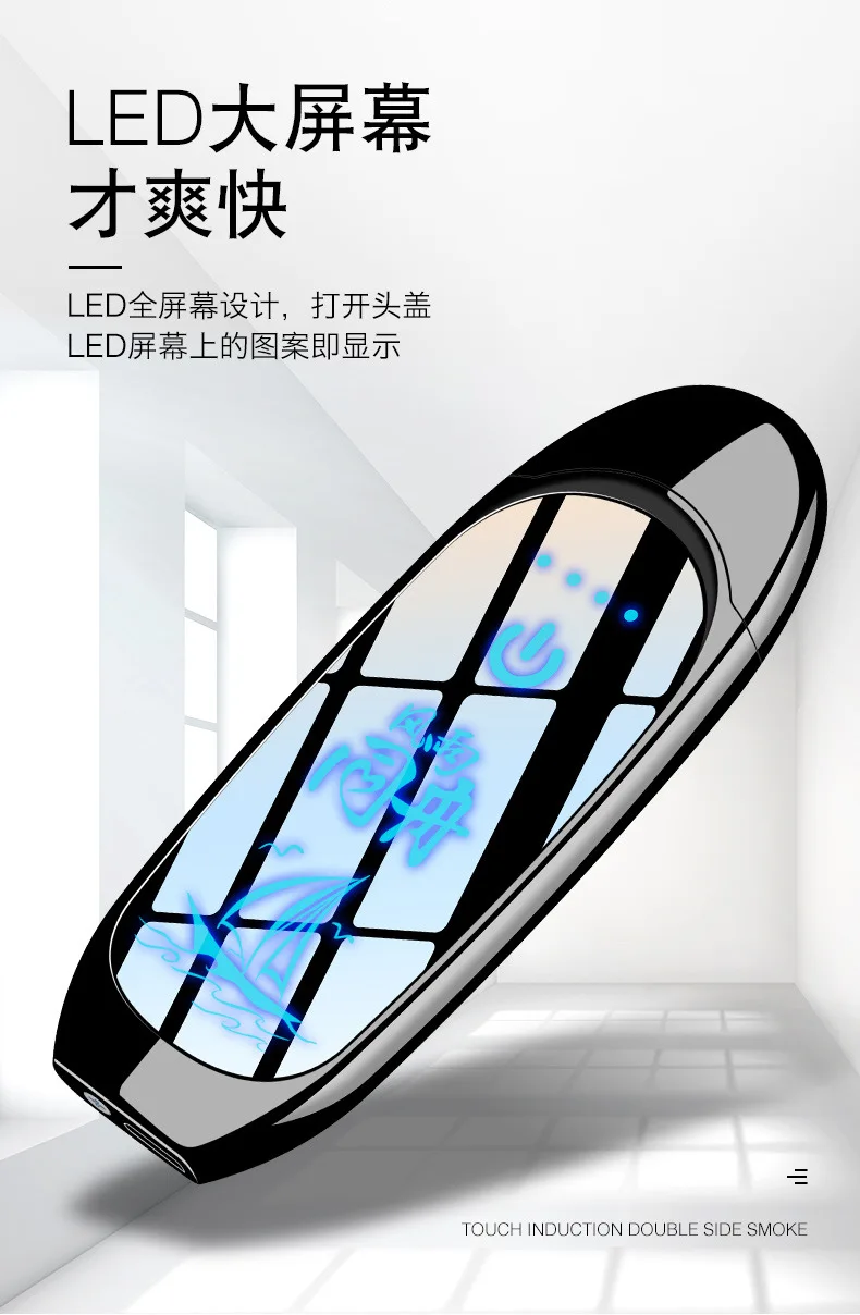 Тонкая мини USB электрическая сенсорная Зажигалка металлическая ветрозащитная перезаряжаемая Зажигалка для сигарет полноэкранная Зажигалка гаджеты для мужчин